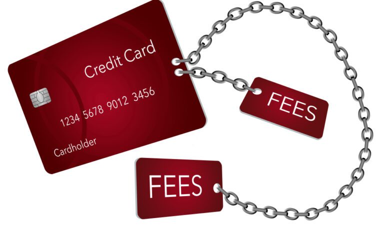 Credit cards usually come with some fees attached. Here is an image where those fees are chained to the credit card.