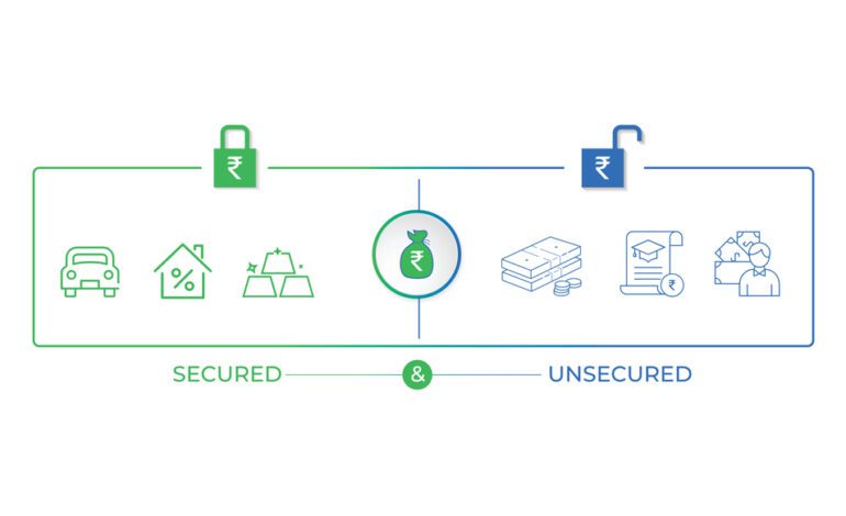 secured and unsecured loan. Financial concept about Secured vs Unsecured Loans lending icon concept