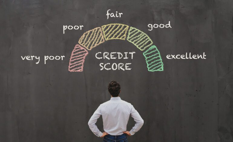 credit score concept, poor or excellent, loan in bank